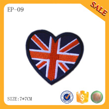 EP-09 Fashion heart shape hat embroidered label custom embroidered bag patch